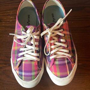 SeaVees Madras Pink and Green Plaid Athletic Shoes